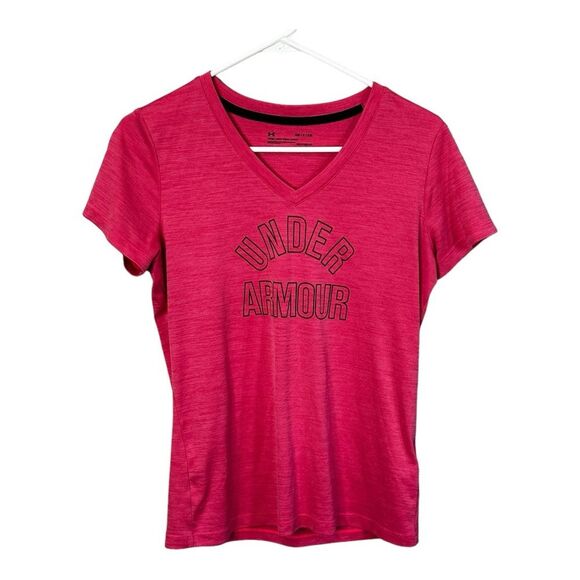Under Armour pink coral colored v neck size small lightweight t shirt - Picture 2 of 7